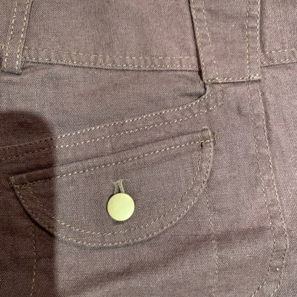 Linen brown crop pant roll up or down - Picture 3 of 5